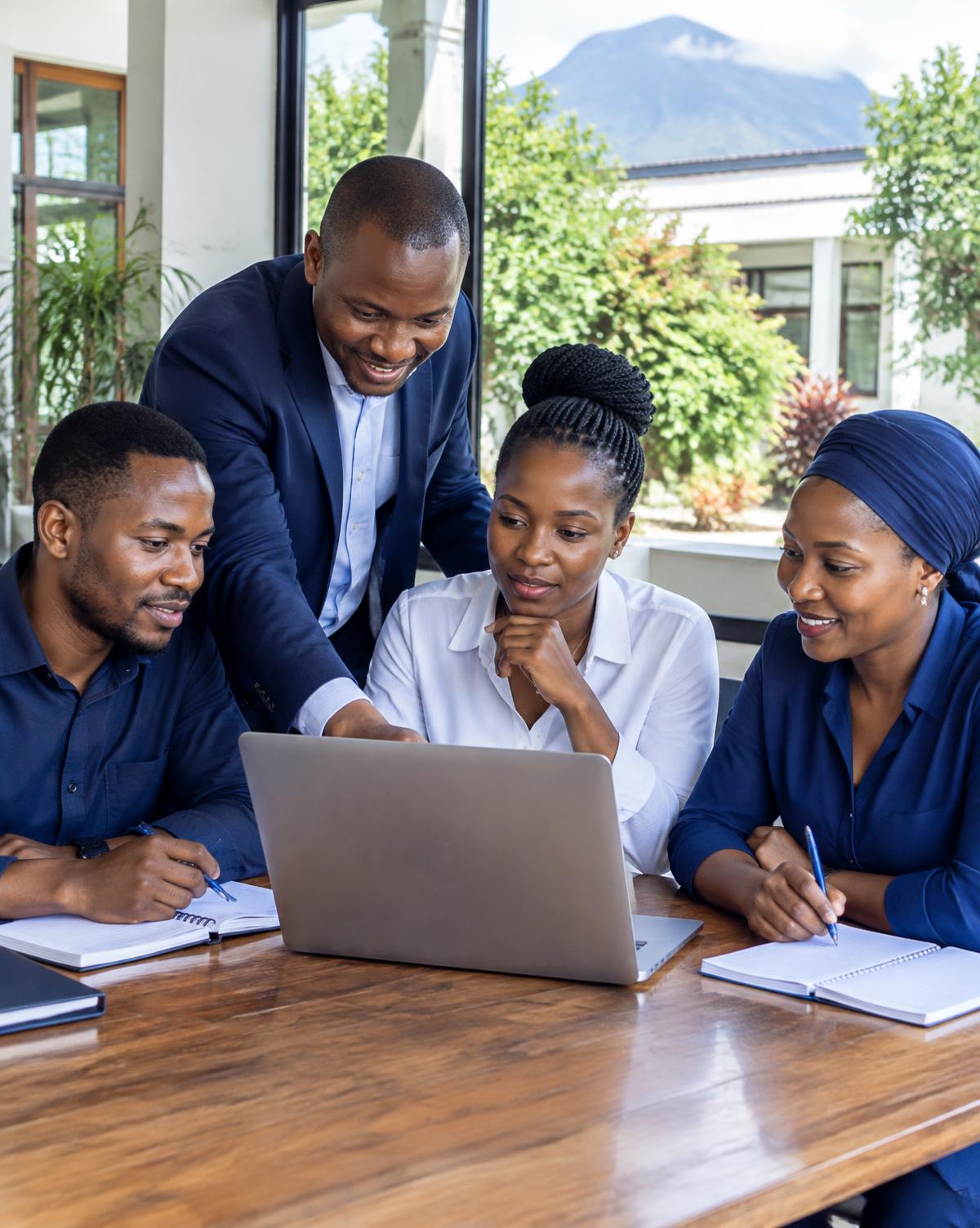 Entrepreneurs collaborating at a business training session
